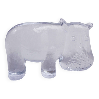 Kosta Boda Glass Hippopotamus Paperweight