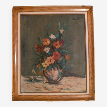 Hst painting in its "bouquet of flowers" frame signed in ht on the right ducollet 63