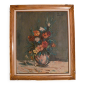 Hst painting in its frame "bouquet of flowers" signed in hst on the right ducollet 63