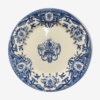 Old dessert plate in earthenware iron earthenware Clairefontaine service Louis XVI 1900