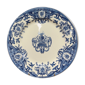 Old dessert plate in earthenware iron earthenware Clairefontaine service Louis XVI 1900