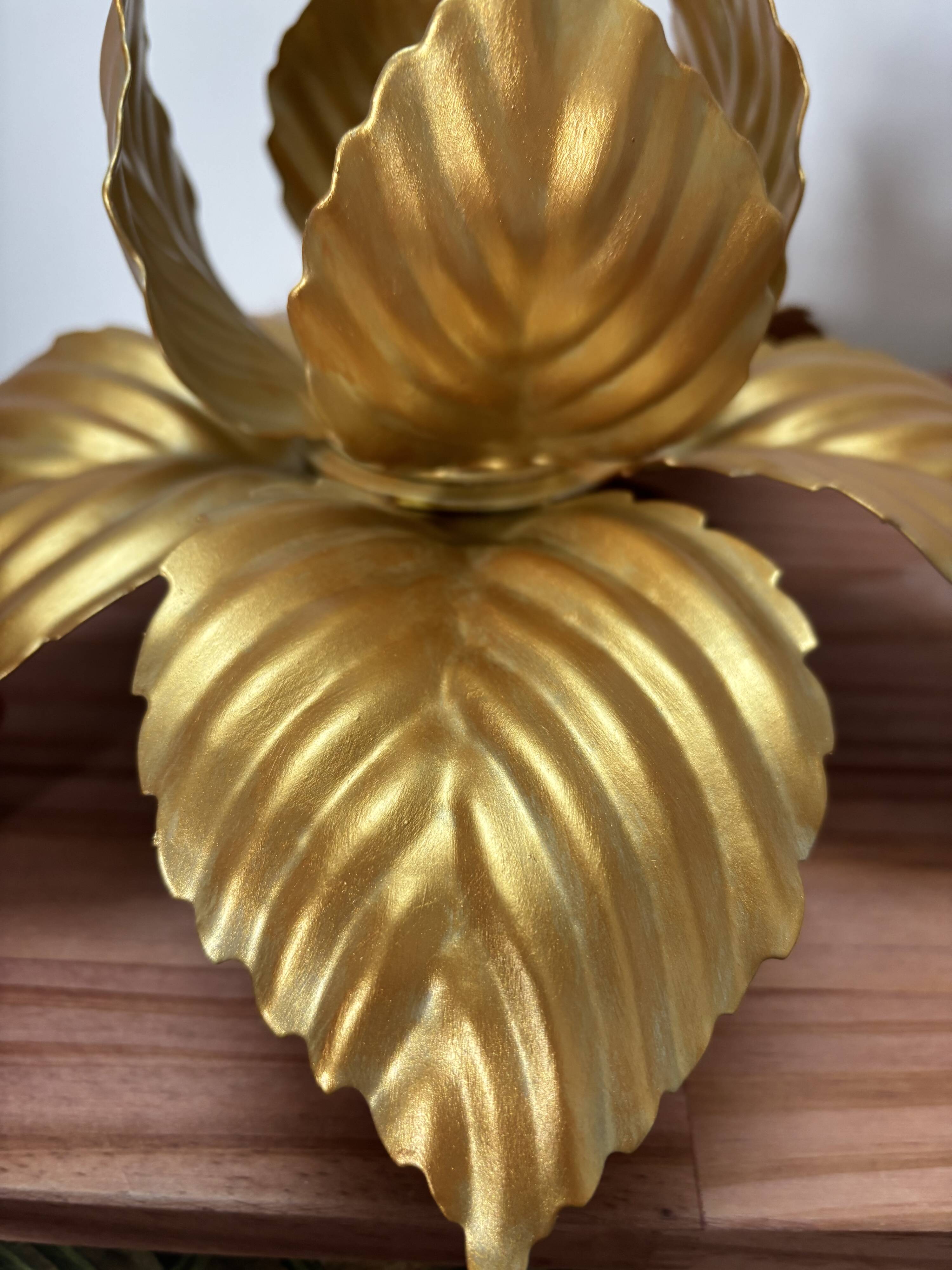 Wall or ceiling light with golden leaf flowers
