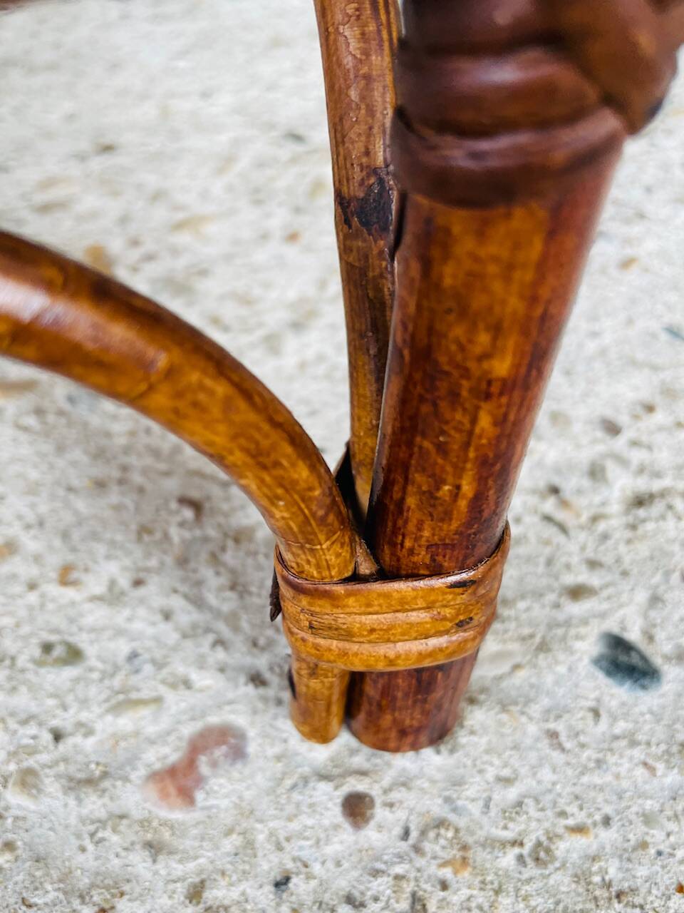 Bamboo and rattan side table, Italy, circa 1960s