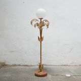 Vintage palm lamp in gilded metal