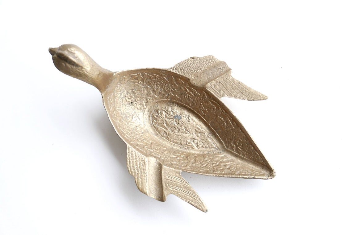 Brass bird ashtray, 50s