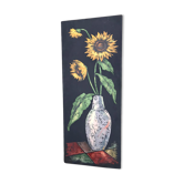 Painting of sunflowers in a vase comes from the 60's / 70's