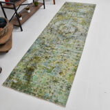 3x10 green tones turkish runner rug, 91x299cm
