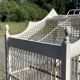 1950s wooden and metal birdcage with period accessories