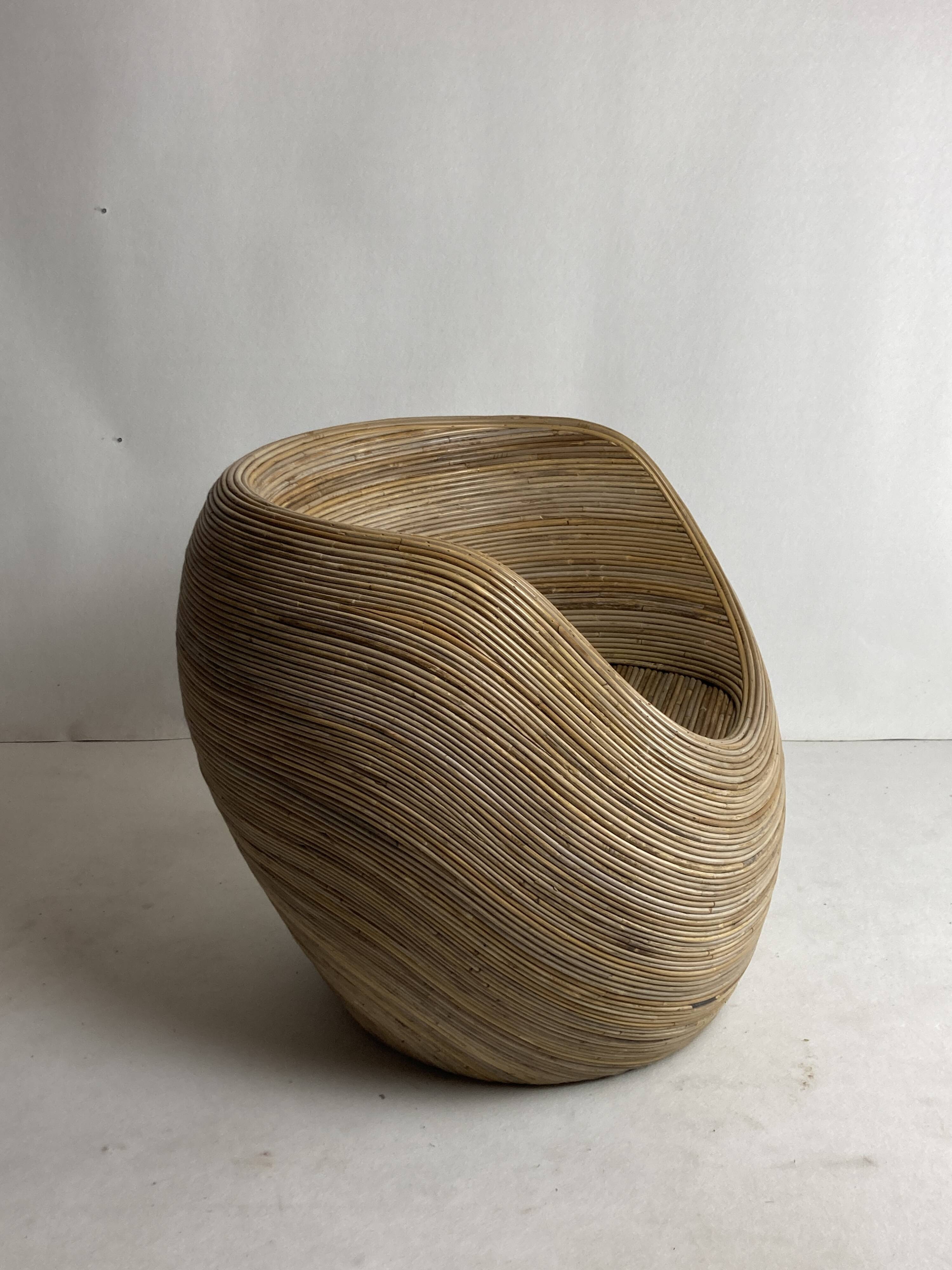 Pencil reed rattan bamboo egg pod chair