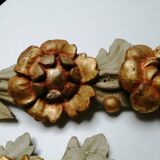 Set of 3 old 18th century ornaments in polychrome carved wood
