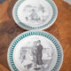 Service ceramic dessert plate St Amand x 11, cheese plate, talking plate theme sport