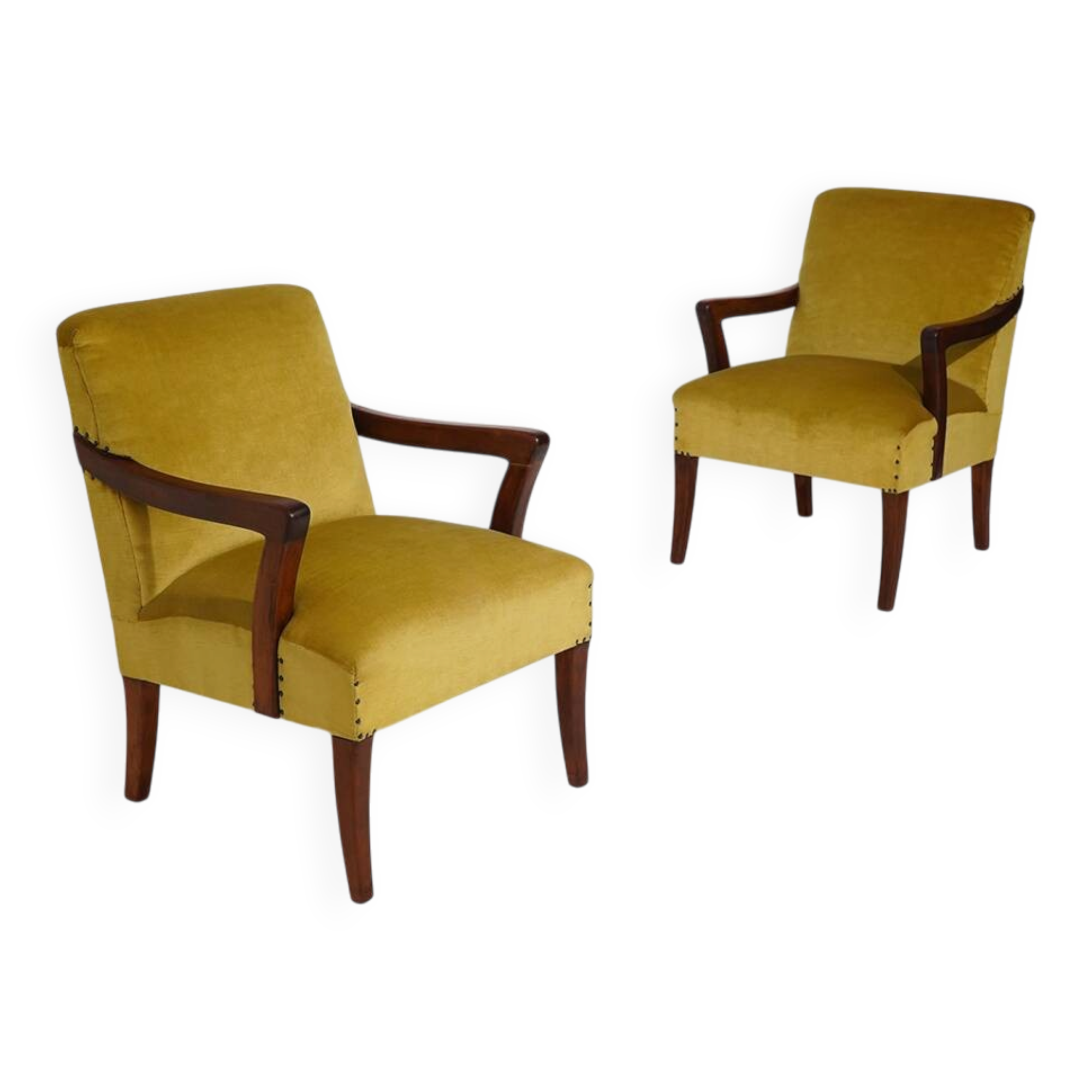 Paire de fauteuils en velours, années 1950