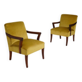 Pair of velvet armchairs, 1950s