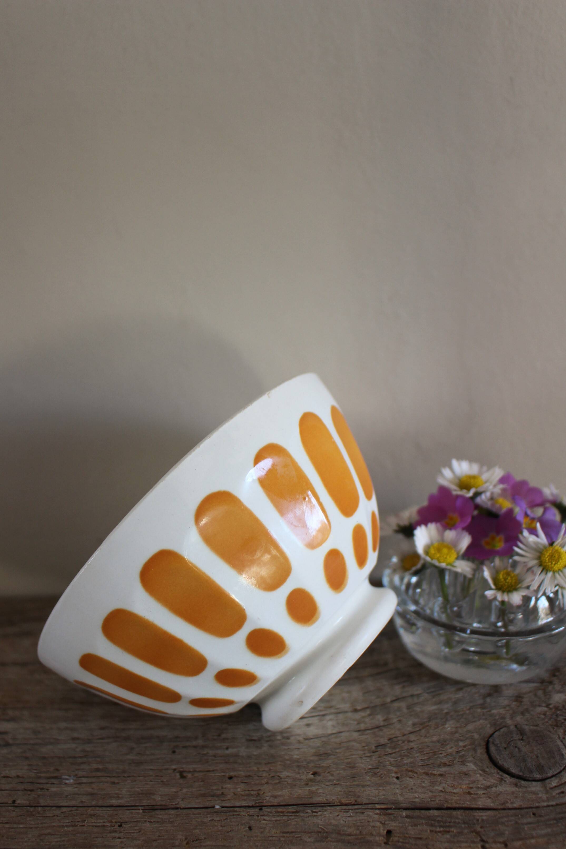 Sarreguemines orange footed bowl from the 70s