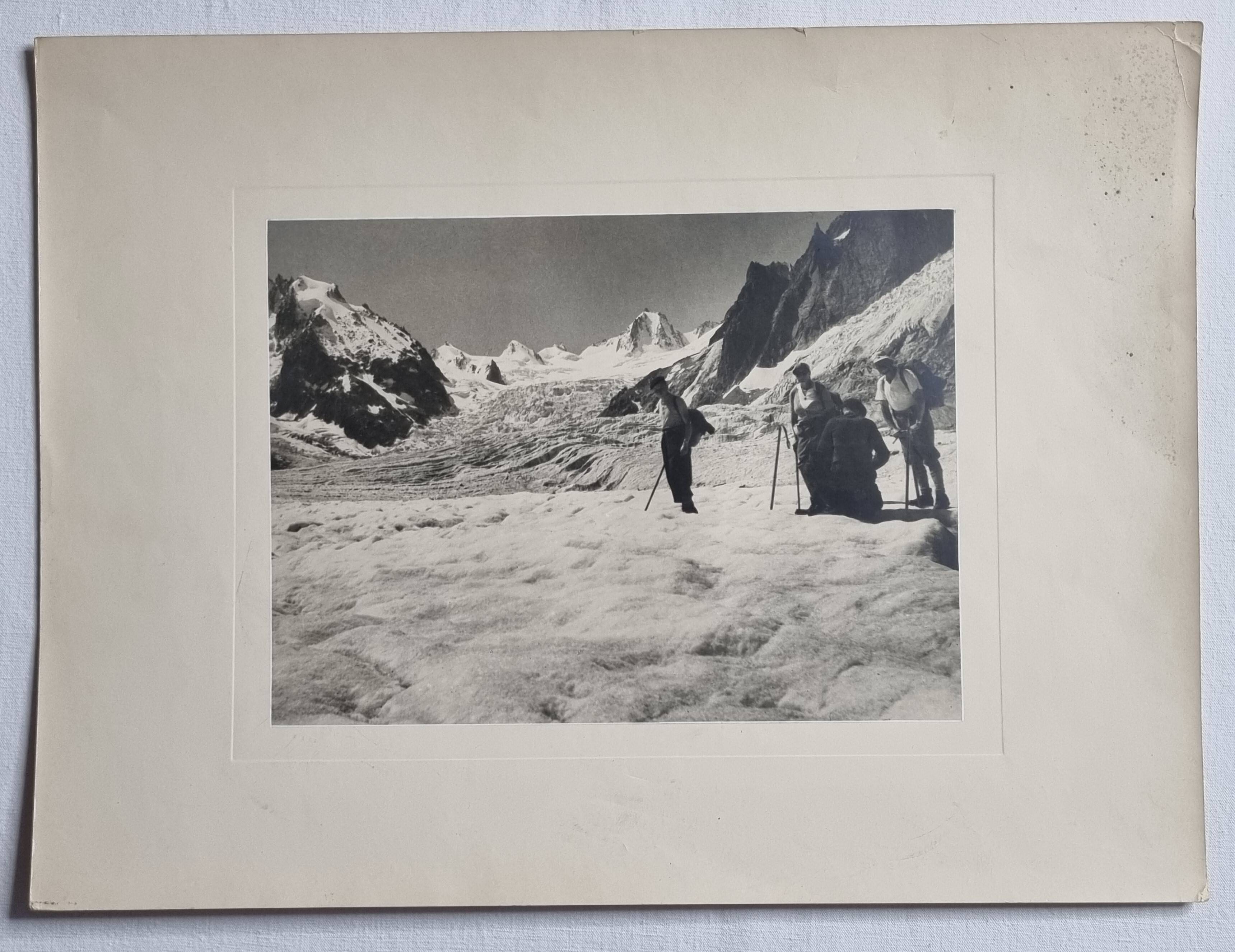 Antique photogravure, Leschaux Glacier, Chamonix, 1930s-1950s, 40x30 cm