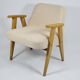 Fauteuil vintage 366 Pologne années 60 J. Chierowski, tissu beige