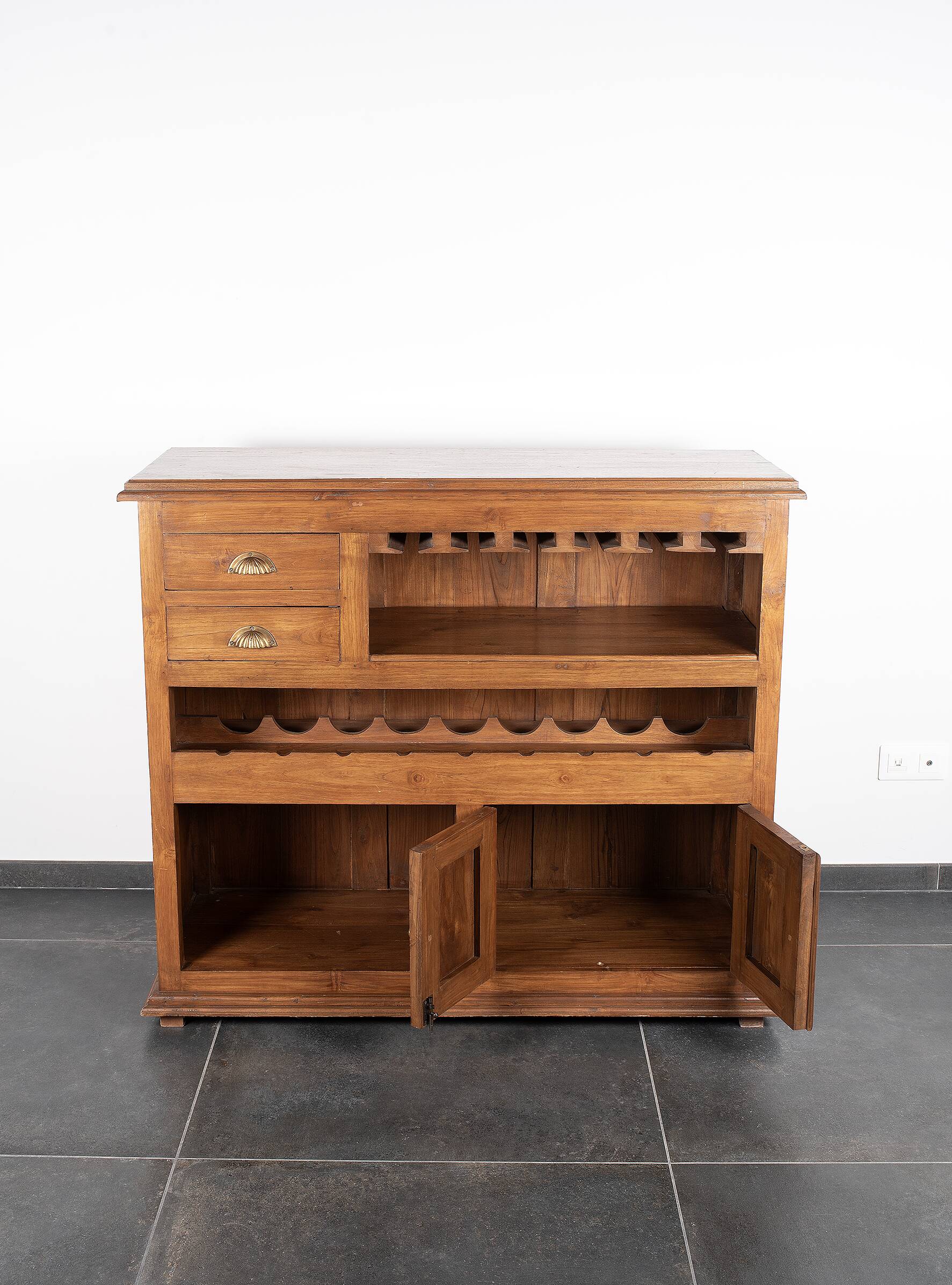 Vintage bar cabinet, bottle rack, with drawers