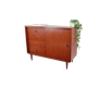 Commode vintage style années 60-70, motif teck, style rétro.