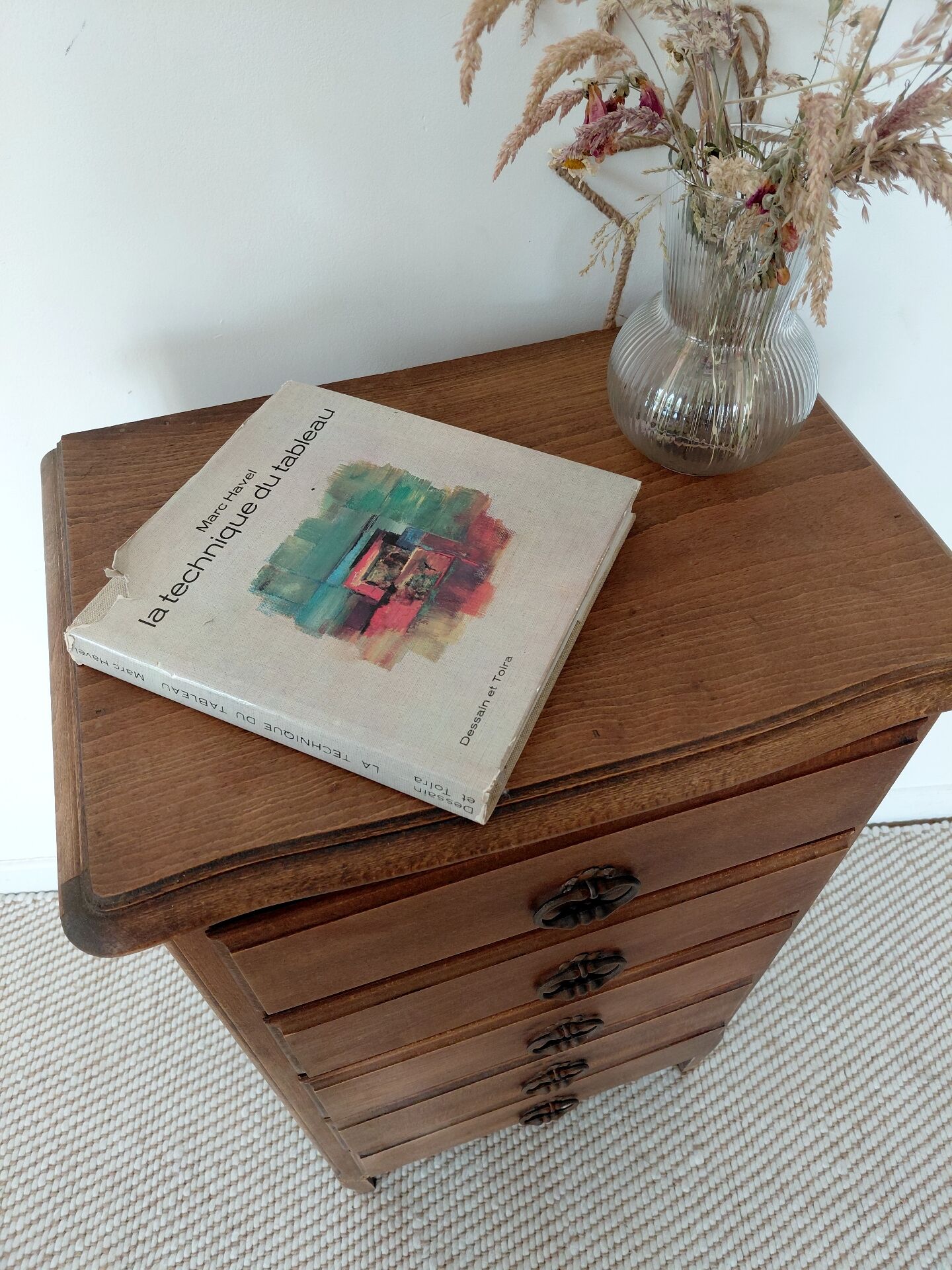 Rustic chic 5-drawer chest of drawers in solid wood