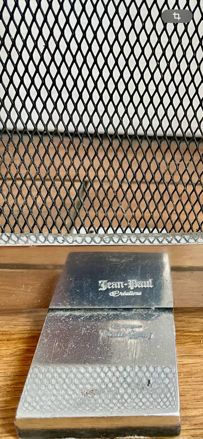 Jaques Charles polished stainless steel fireplace set for Jean-Paul Créations France 1970