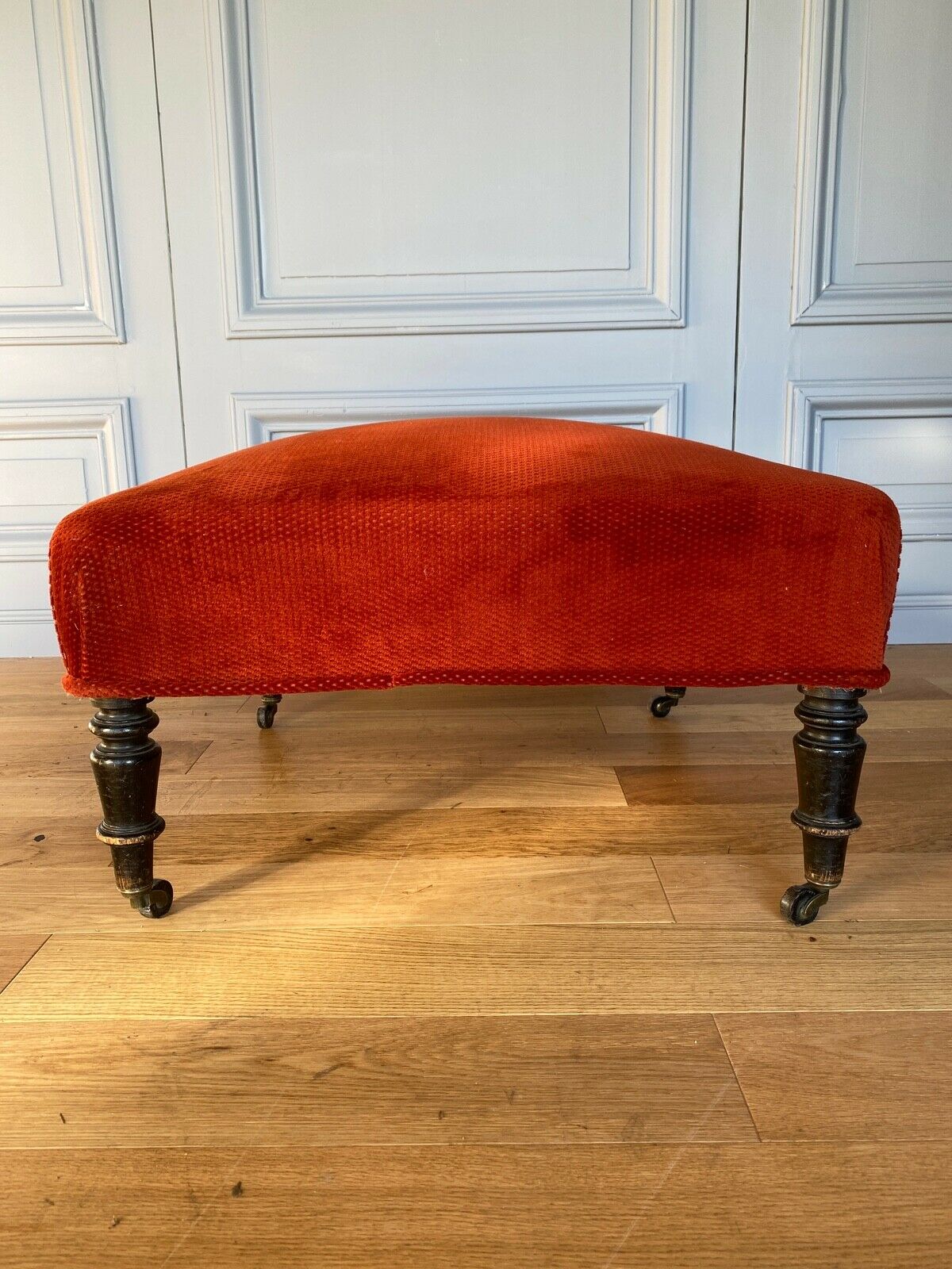 Pouf fabric Napoleon III blackened wood red velvet xix eme