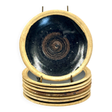 Pierre Digan 8 black stoneware plates from the 70s