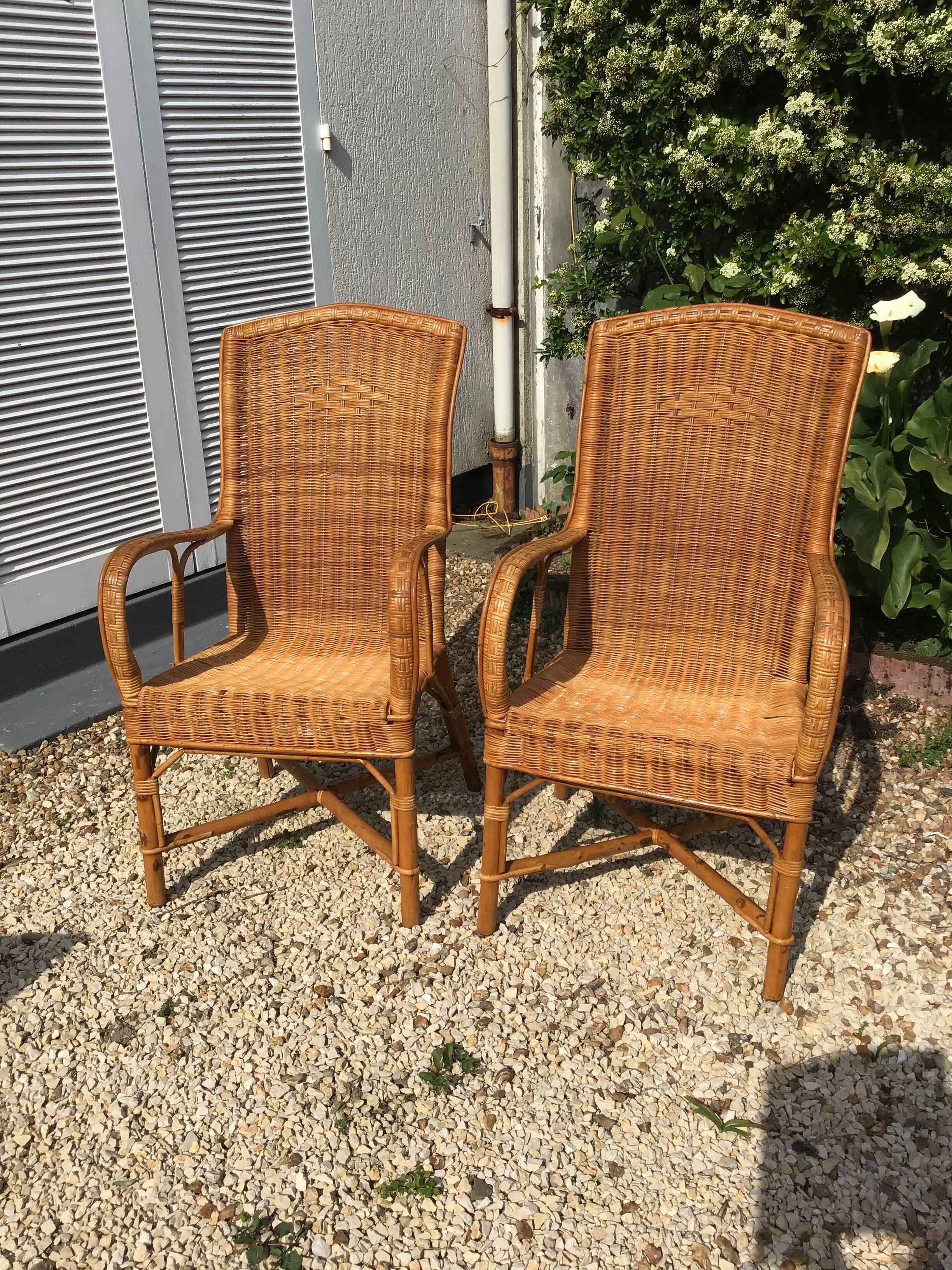 Pair of rattan armchairs