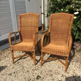 Pair of rattan armchairs