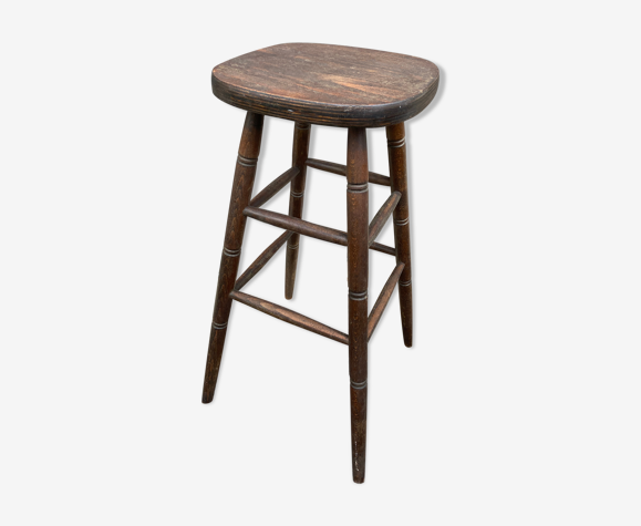 Tabouret de bar vintage en bois 1960