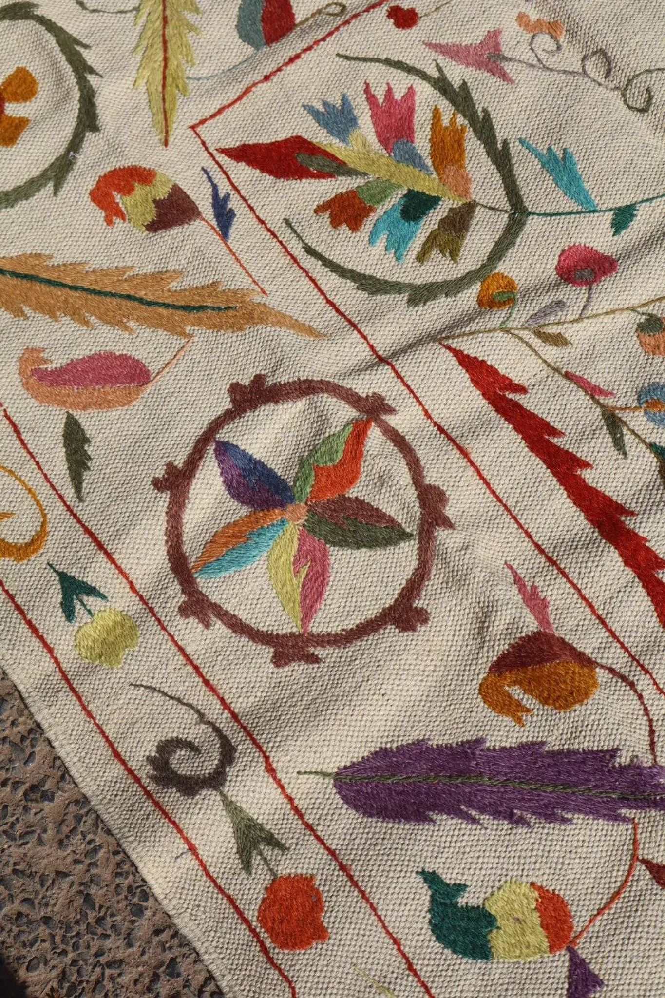 Multicoloured white kilim rug – 238 x 159 cm