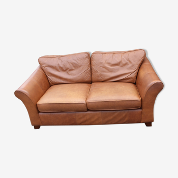 Tan Leather 2 seater sofa Classic 1980's