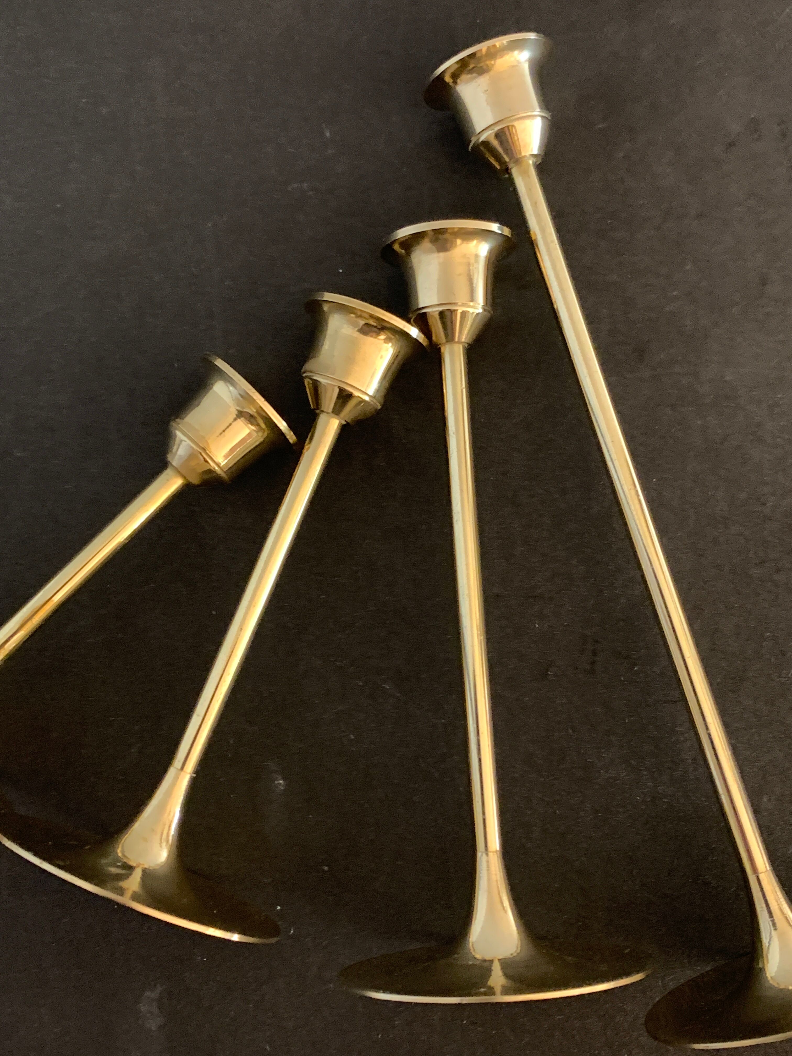 4 Scandinavian brass candle holders