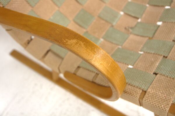 Rocking-chair scandinave en toile de jute, Suède, 1970