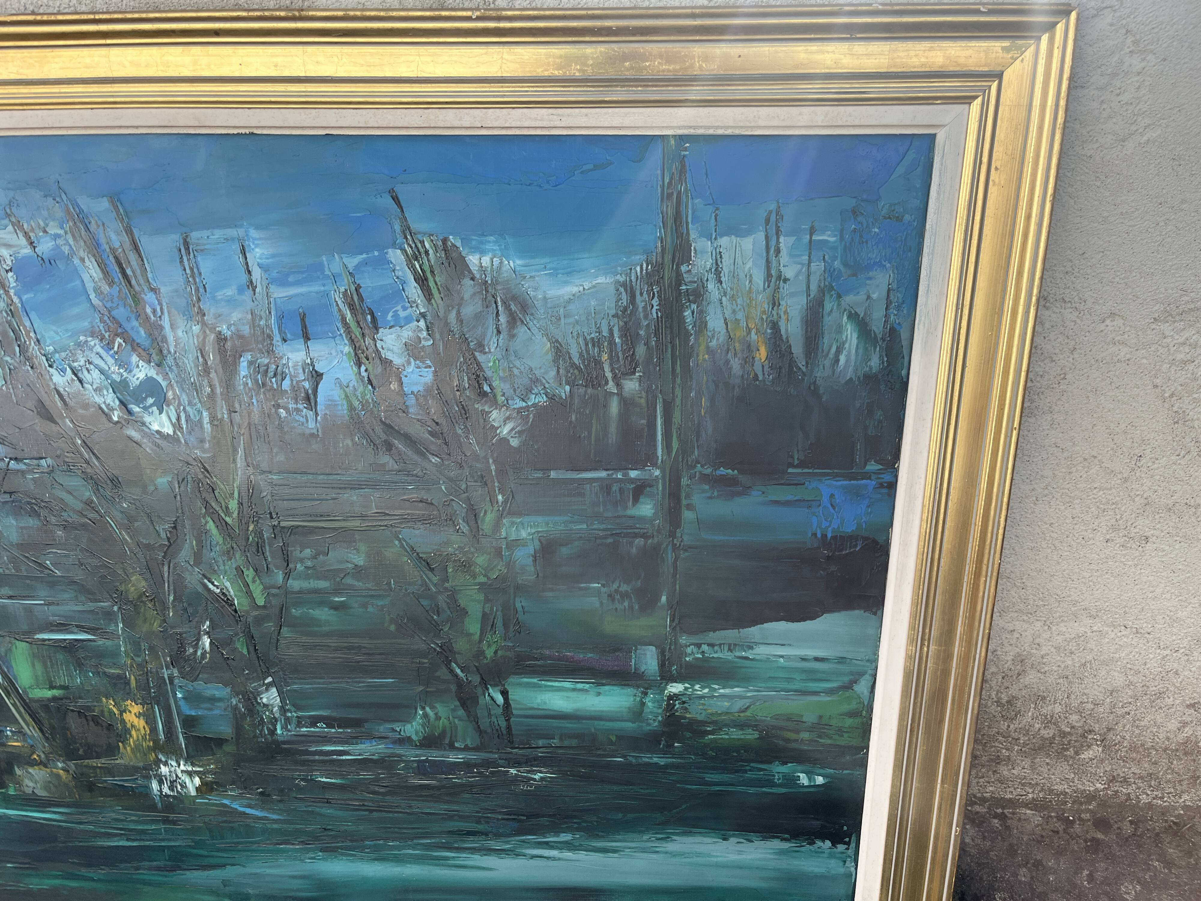 Painting by Marc-Jean Couvert - Blue abstract composition