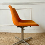 Chrome metal chair with orange fabric from the 70s.