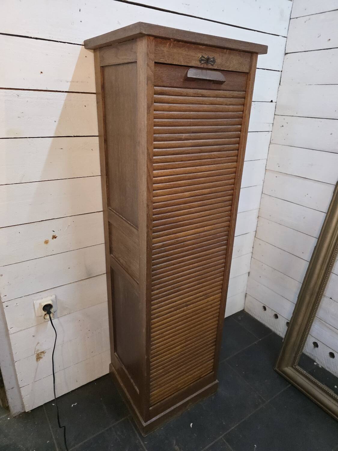 Oak curtain filing cabinet