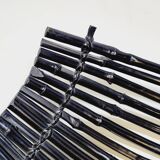 Large Vintage Black Bamboo Fruit Basket