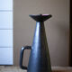 Ceramic pitcher of Louviers manufacture 50s, pitcher with conical handle