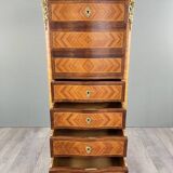 Marquetry Drop-Leaf Secretary, Louis XV Style, 19th Century