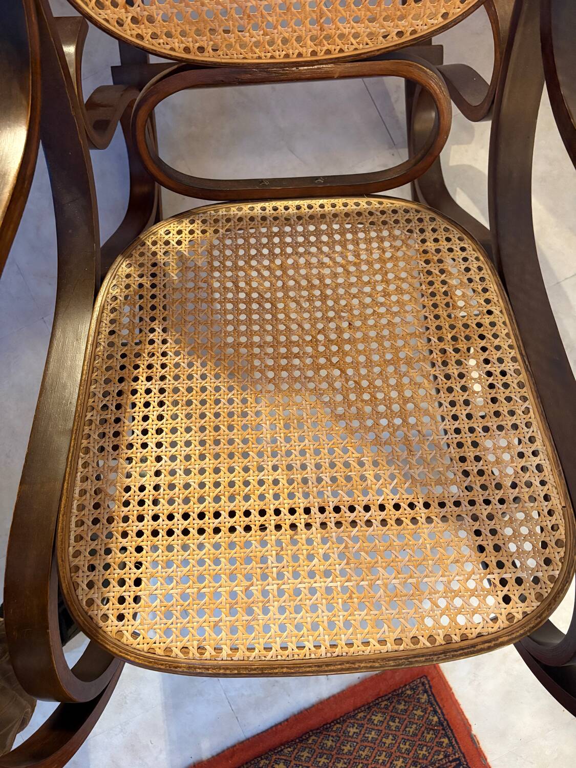 Rocking chair with caning