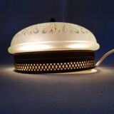 Glass globe ceiling lamp frosted pattern and brass opened frame