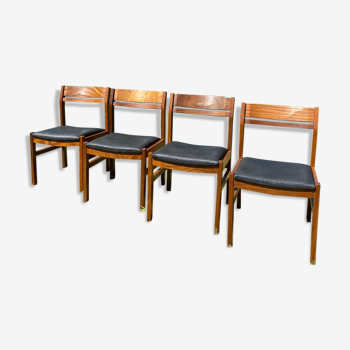 Set 4 chaises scandinaves teck vintage années 60