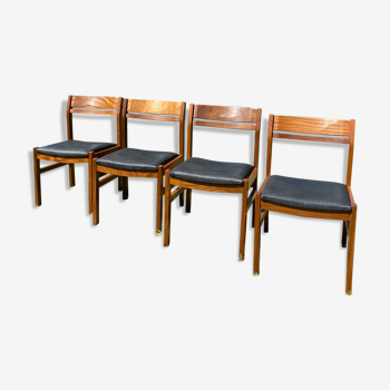 Set 4 Scandinavian teak chairs vintage 60s