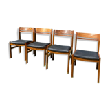 Set 4 Scandinavian teak chairs vintage 60s