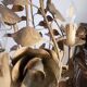 Chandelier hand-forged Hollywood Regency rose leaf decorations