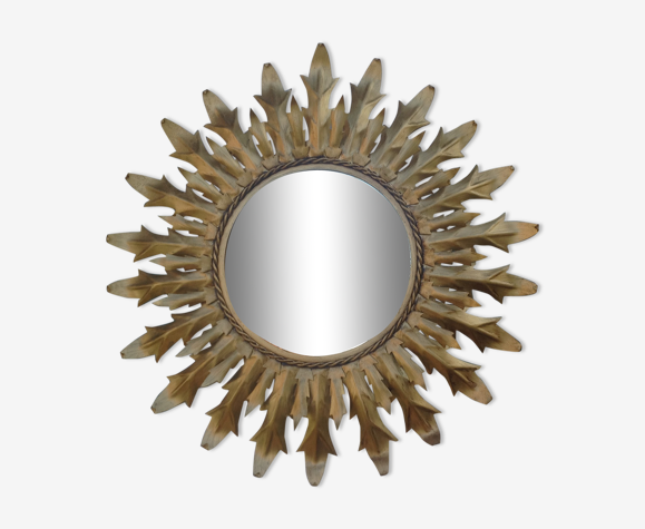 Miroir soleil en métal année 1970 66cm