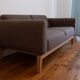 Tikamoon Bjorn sofa in solid oak and brown fabric, 2-seater.