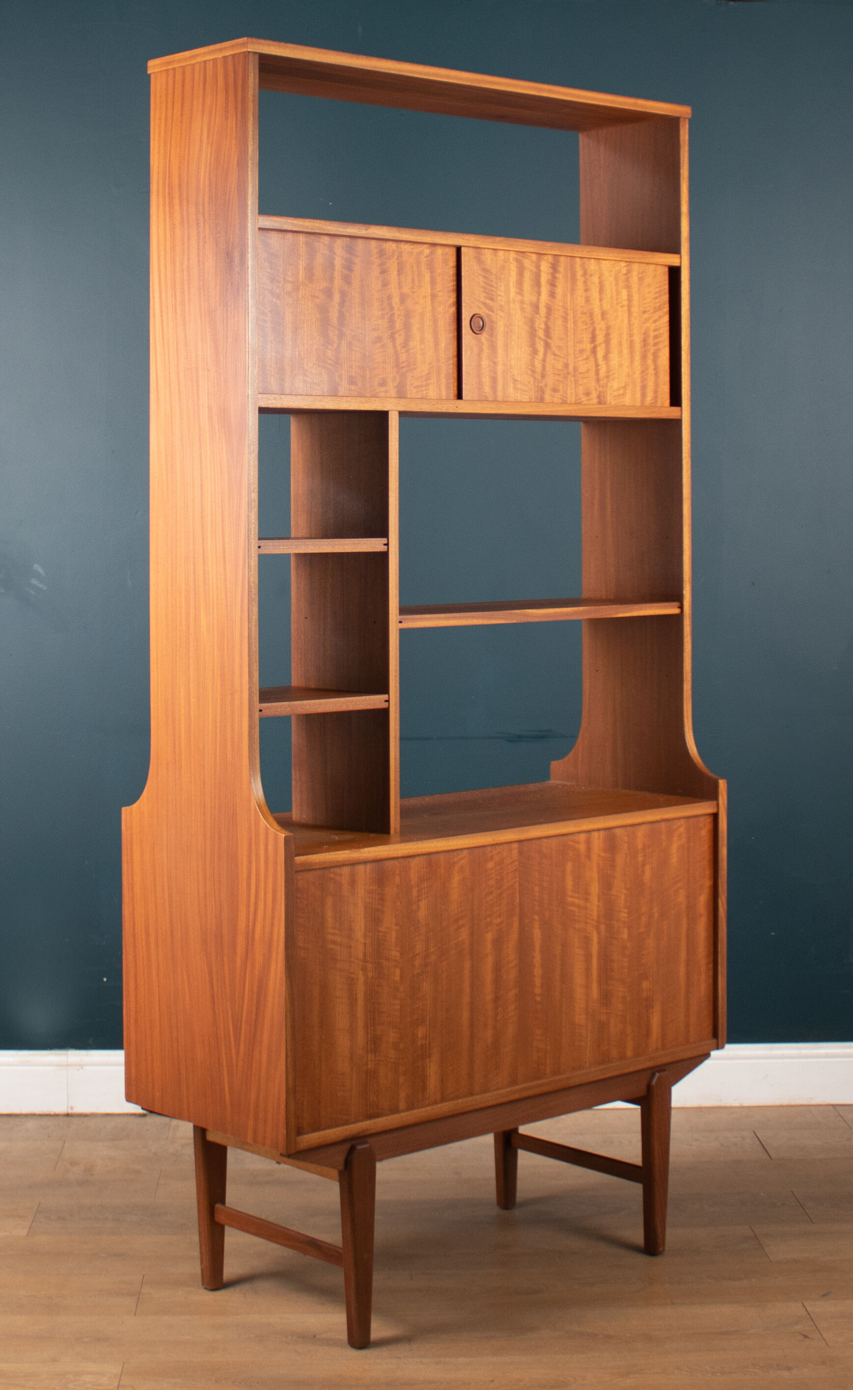 Retro Teak 1960s Two Sided Mid Century Room Divider Bookcase Shelving