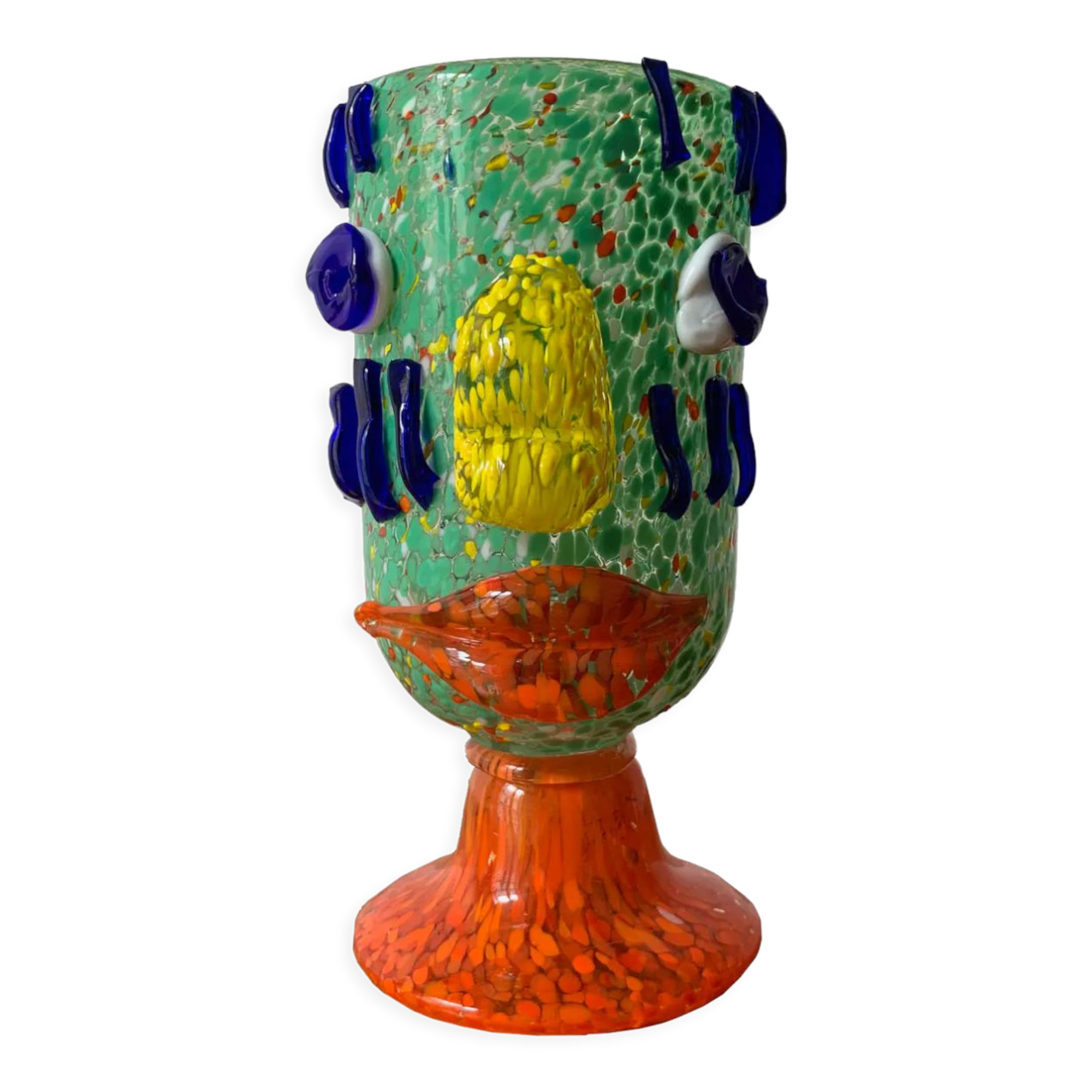 Vase face glassware polichrome