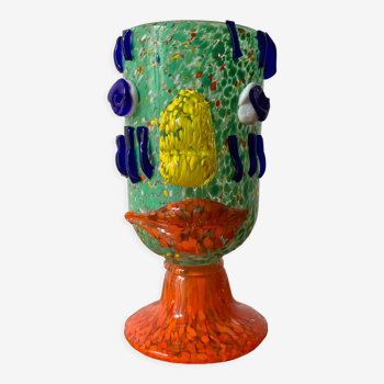 Vase face glassware polichrome